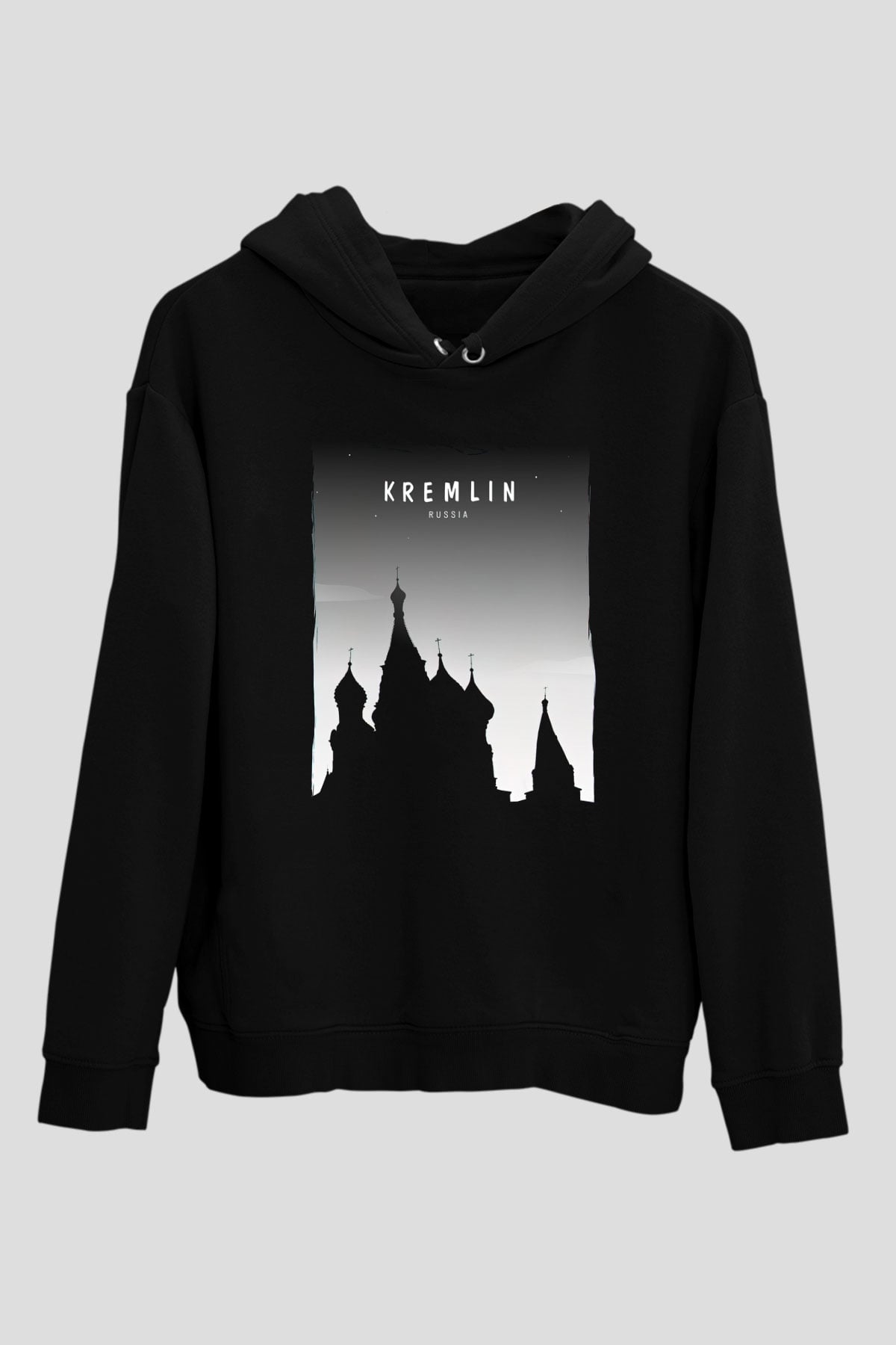 Moskova Kremlini Siyah Unisex Hoodie