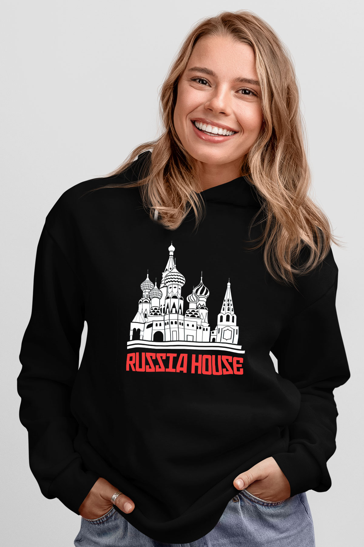 Moskova Kremlini Siyah Unisex Hoodie