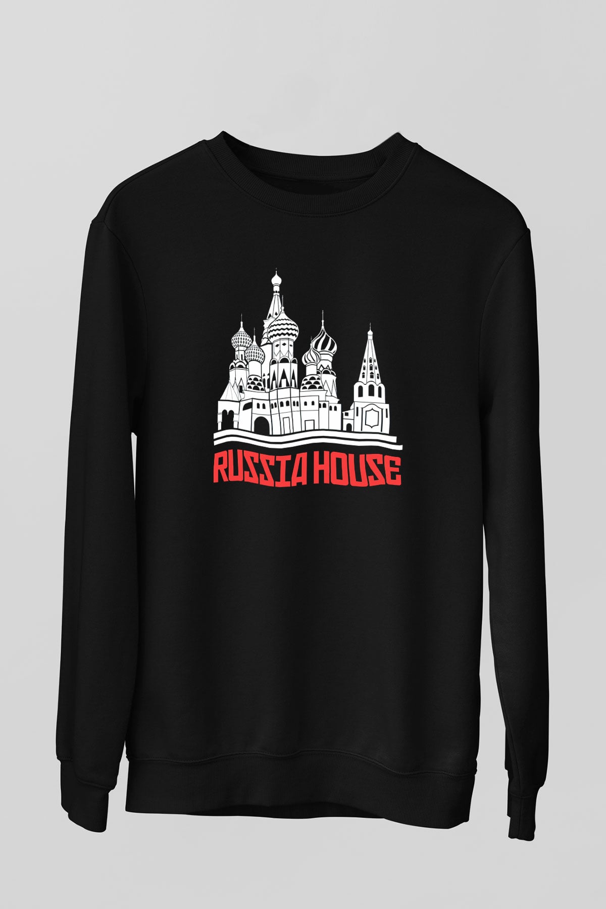 Moskova Kremlini Siyah Unisex Sweatshirt