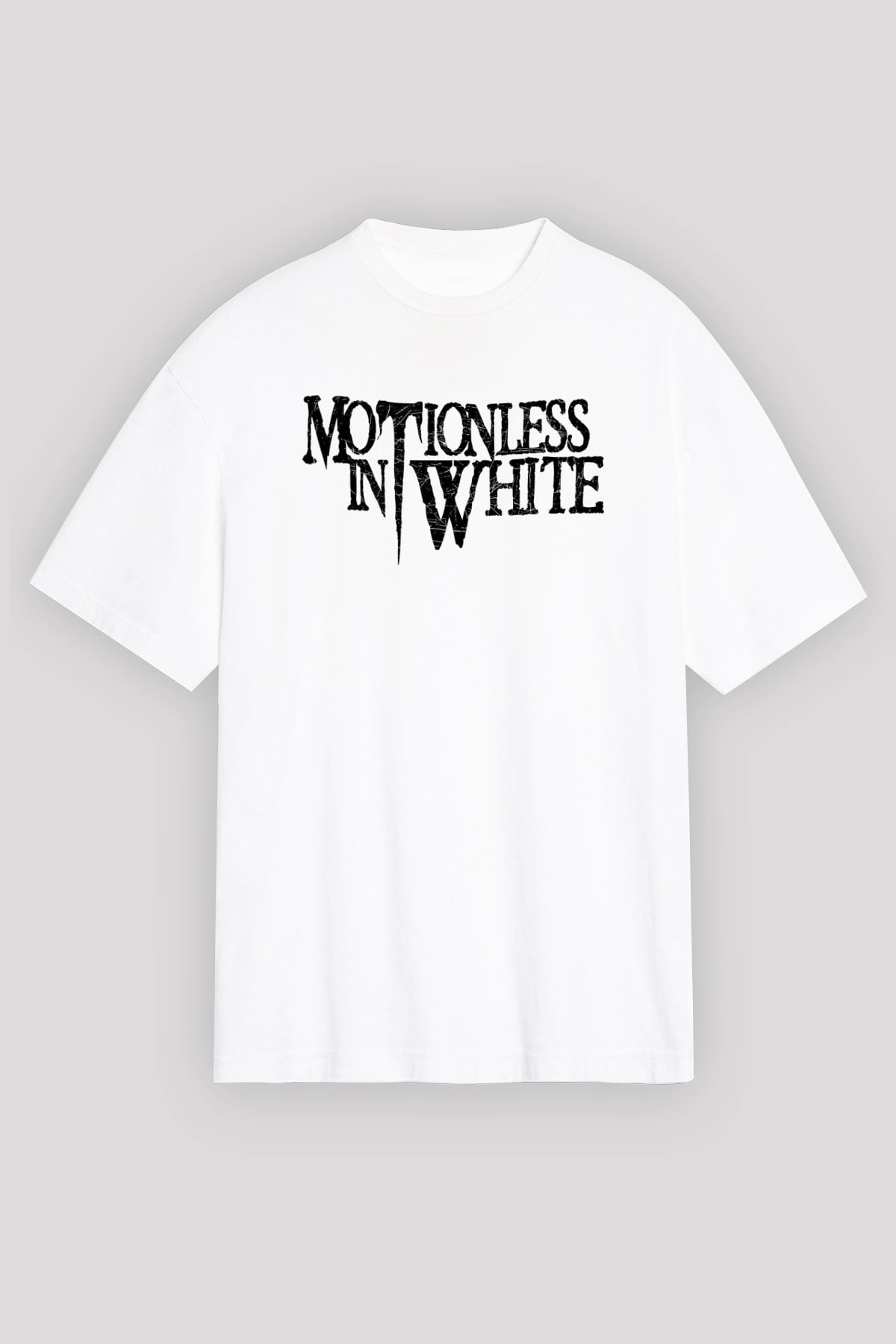 Motionless in White Baskılı Beyaz Unisex Oversize Tişört - Tshirt