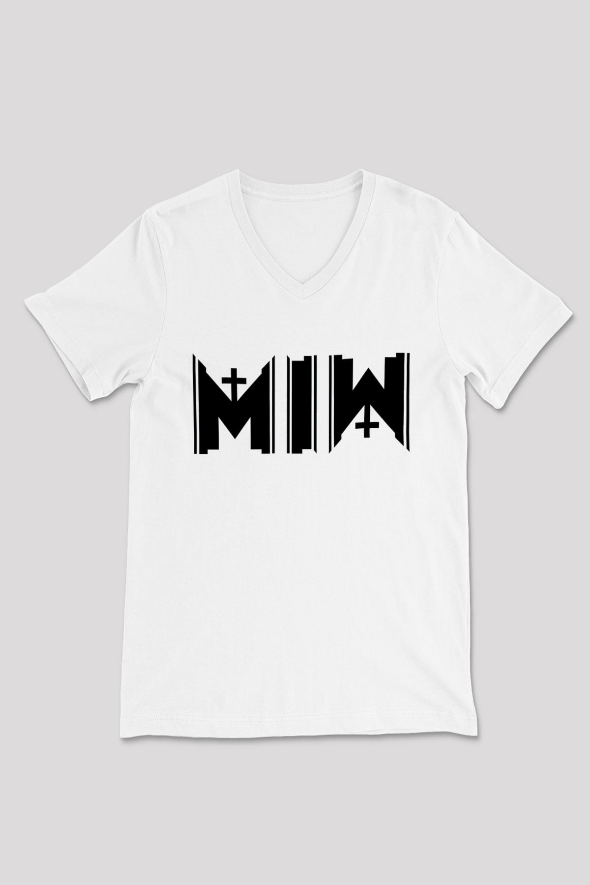Motionless in White Baskılı Beyaz Unisex V Yaka Tişört - Tshirt