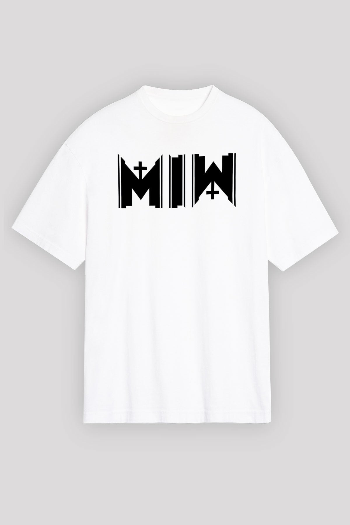 Motionless in White Baskılı Beyaz Unisex Oversize Tişört - Tshirt