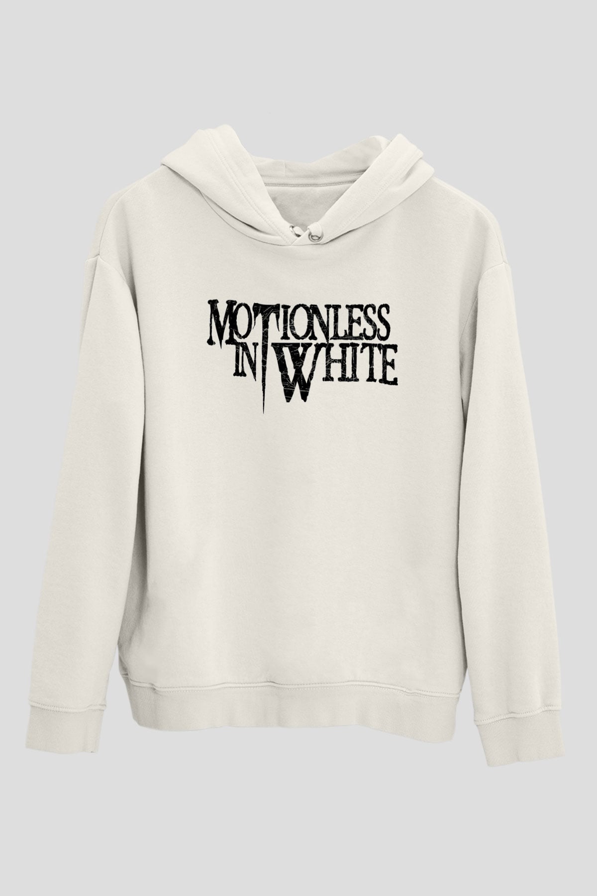 Motionless in White Baskılı Beyaz Unisex Kapüşonlu Sweatshirt