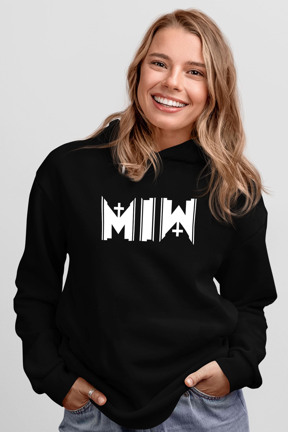 Motionless in White Baskılı Unisex Siyah Kapüşonlu Sweatshirt