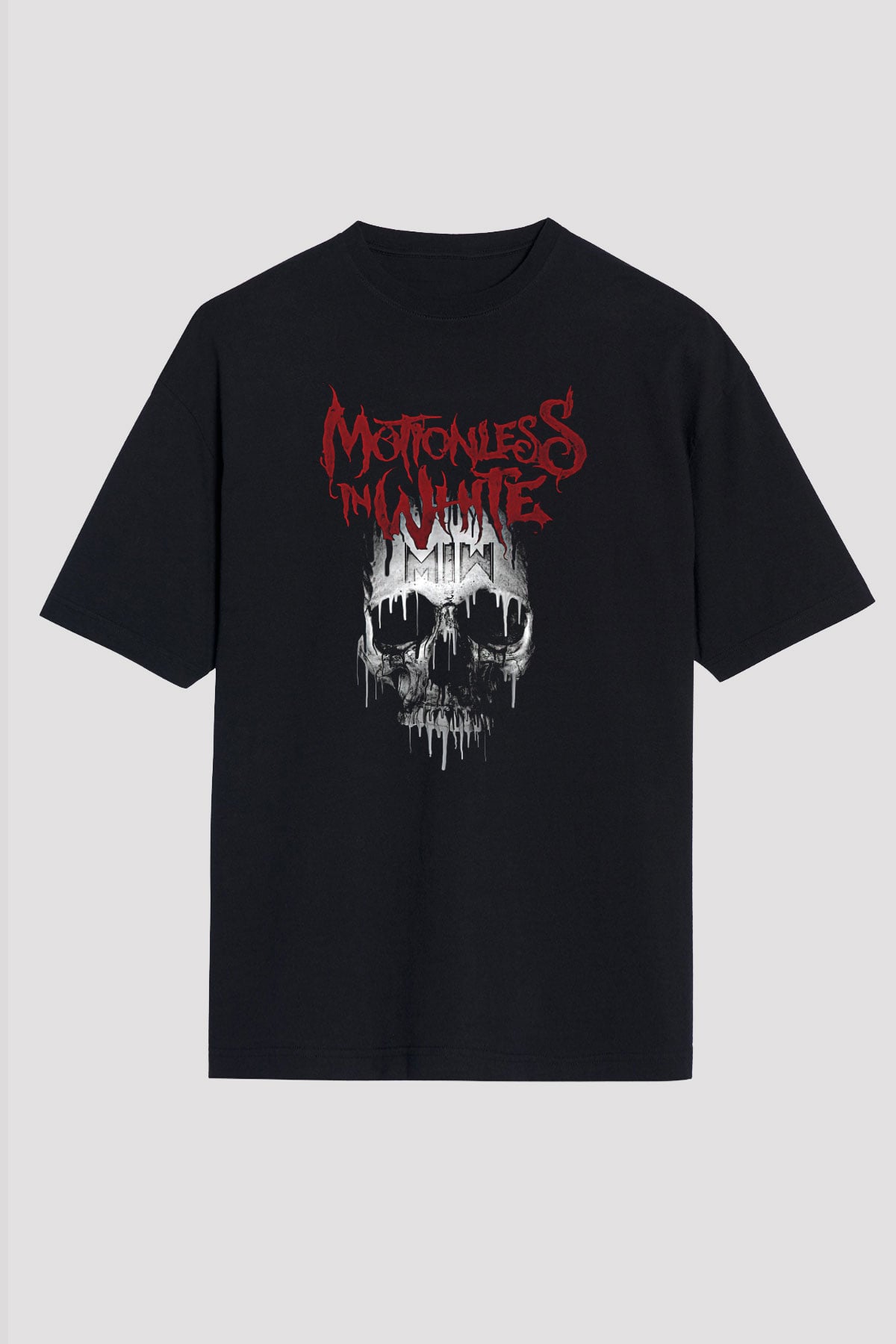 Motionless in White Baskılı Unisex Siyah Oversize Tişört - Tshirt