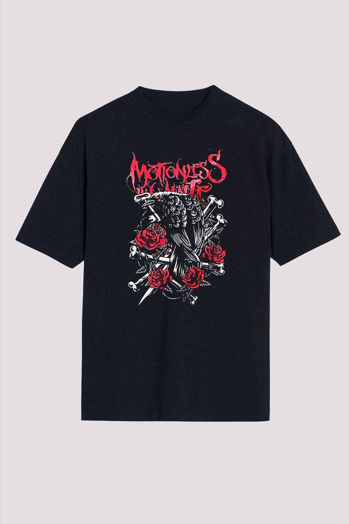 Motionless in White Baskılı Unisex Siyah Oversize Tişört - Tshirt