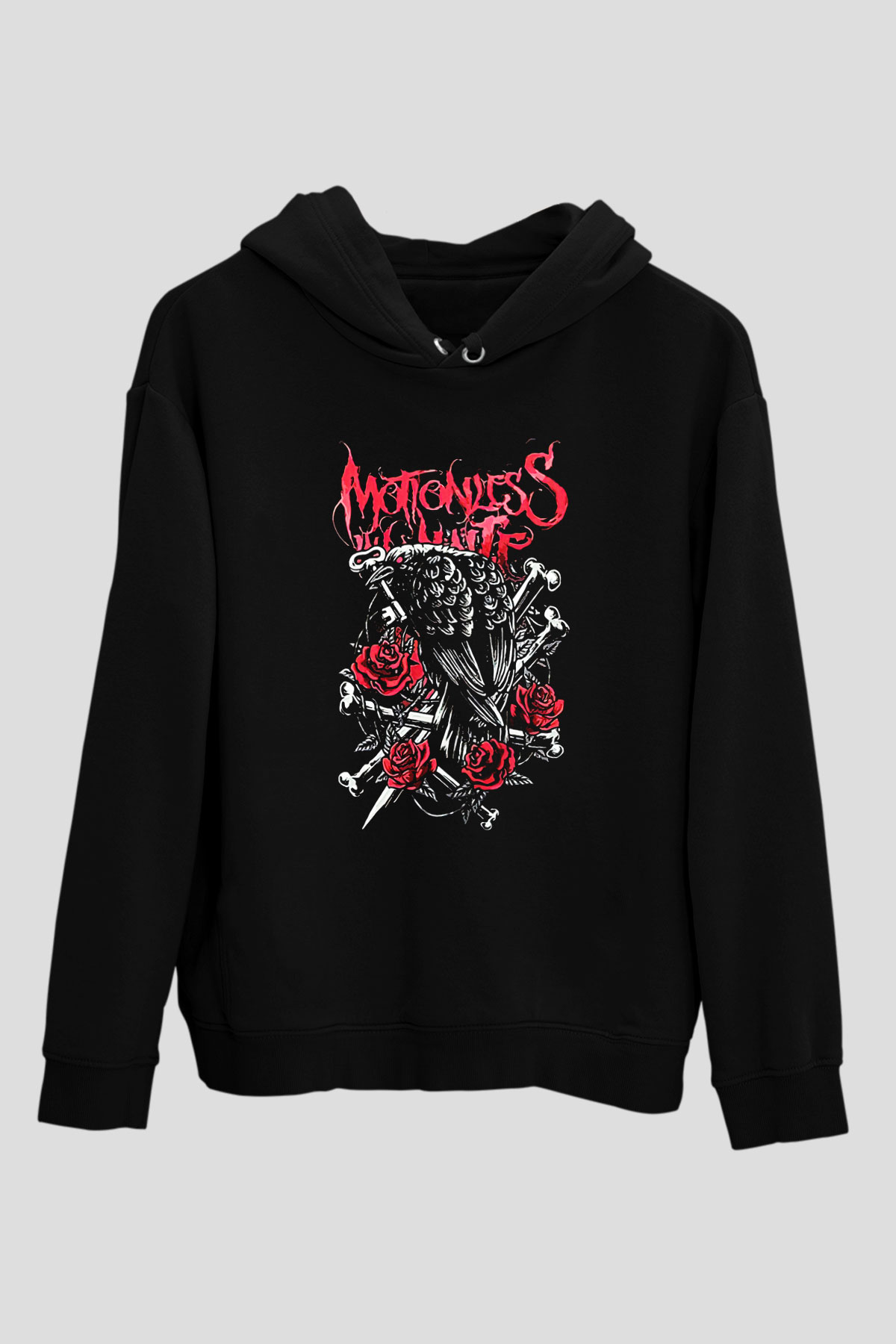 Motionless in White Baskılı Unisex Siyah Kapüşonlu Sweatshirt