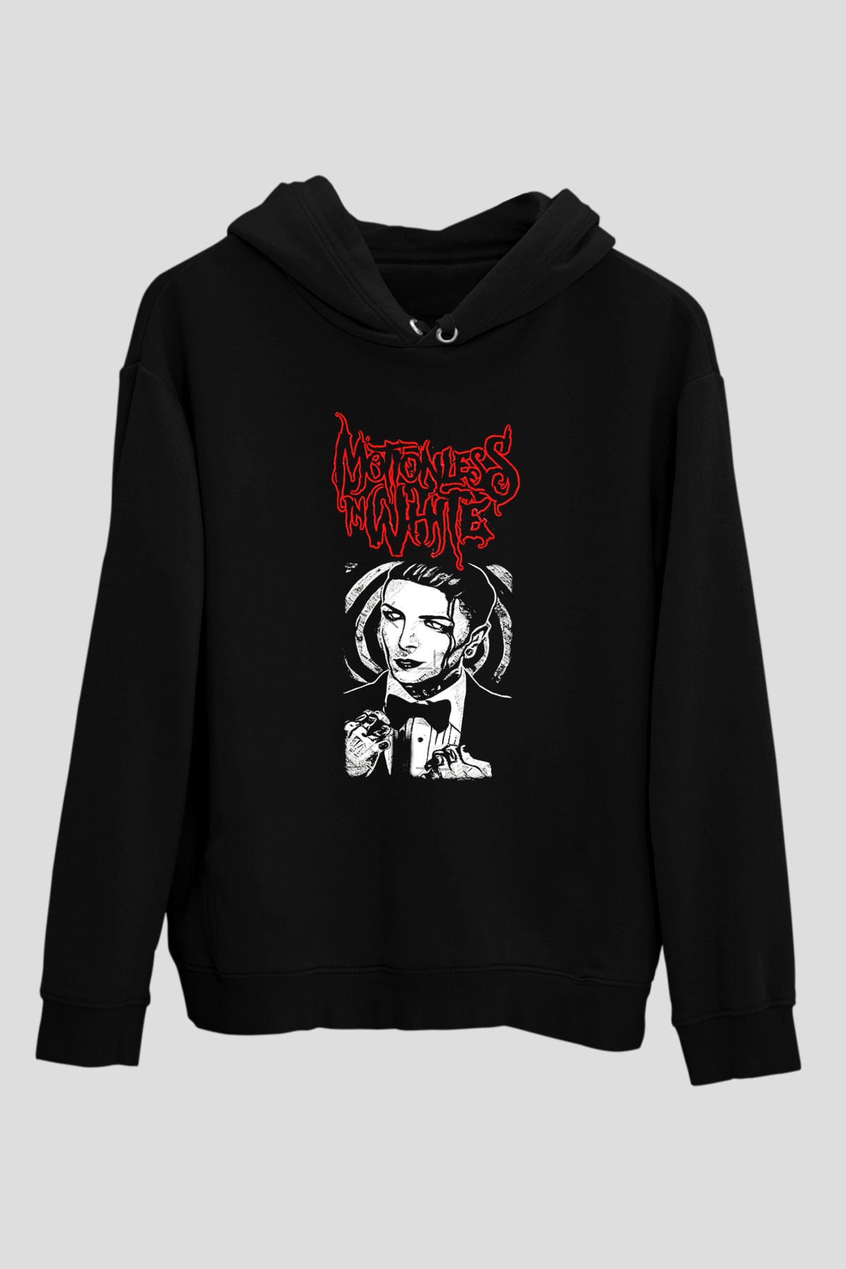 Motionless in White Baskılı Unisex Siyah Kapüşonlu Sweatshirt