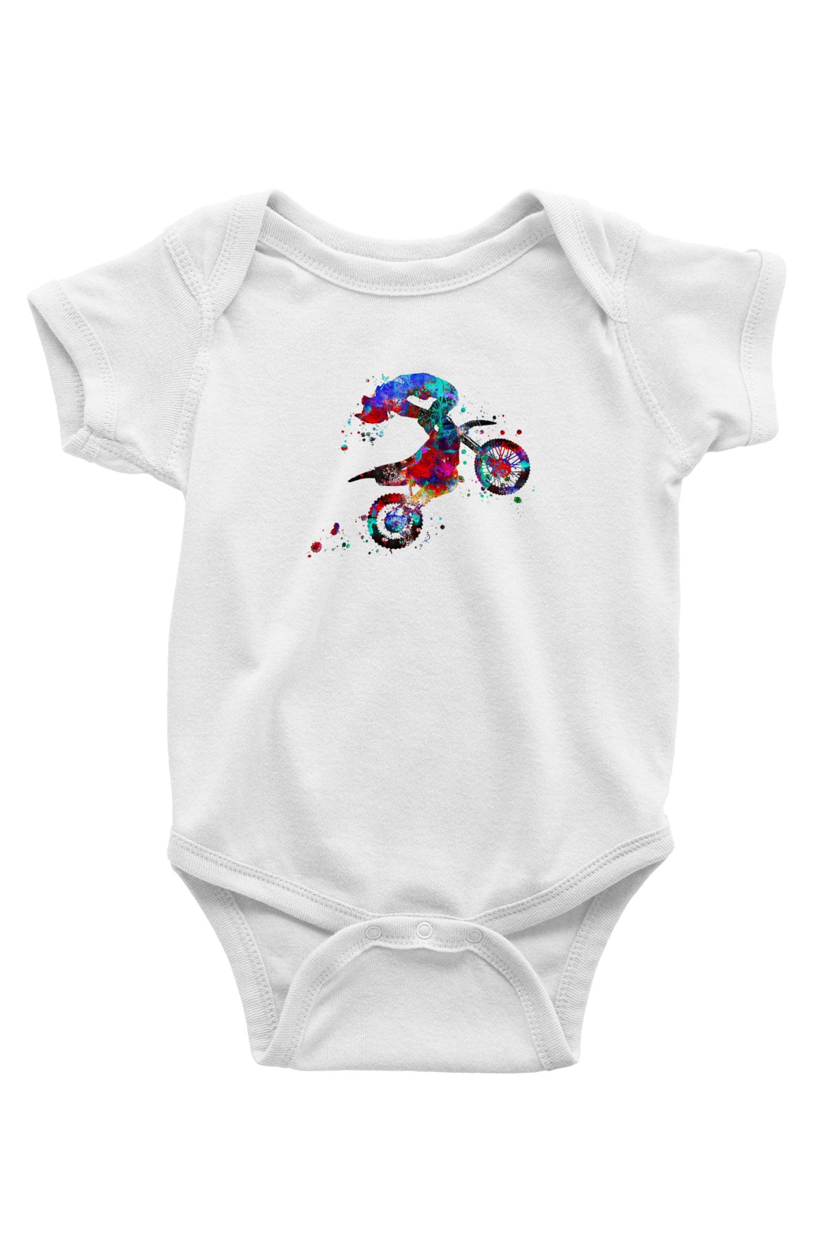 Motor Sporları Baskılı Beyaz Bebek Body - Zıbın