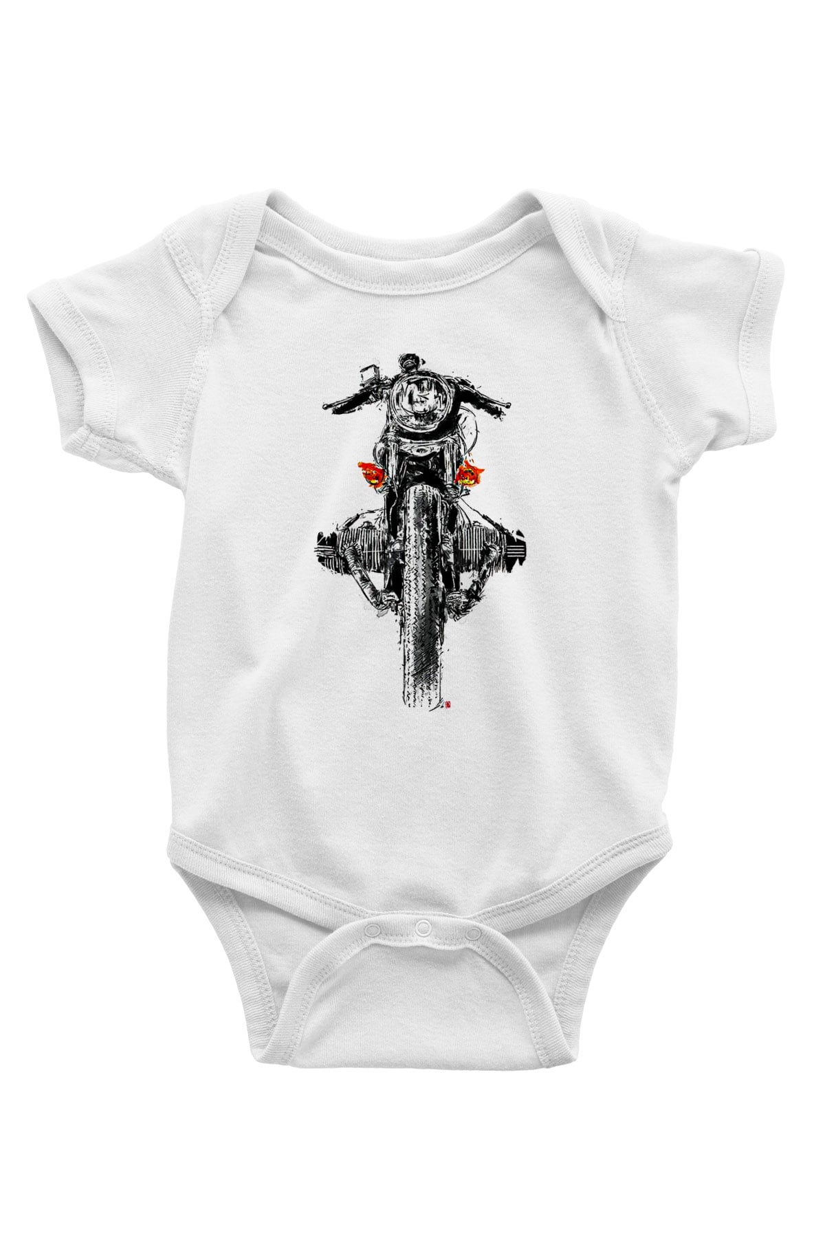 Motor Sporları Baskılı Beyaz Bebek Body - Zıbın