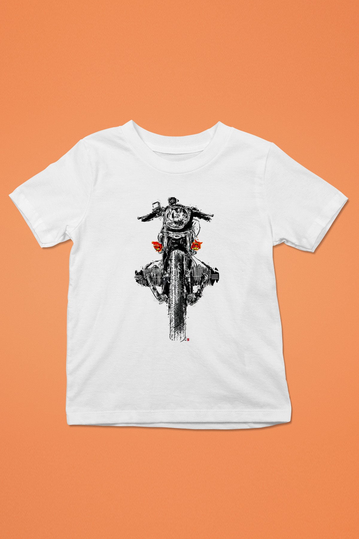 Motor Sporları Baskılı Unisex Beyaz Çocuk Tişört - Tshirt