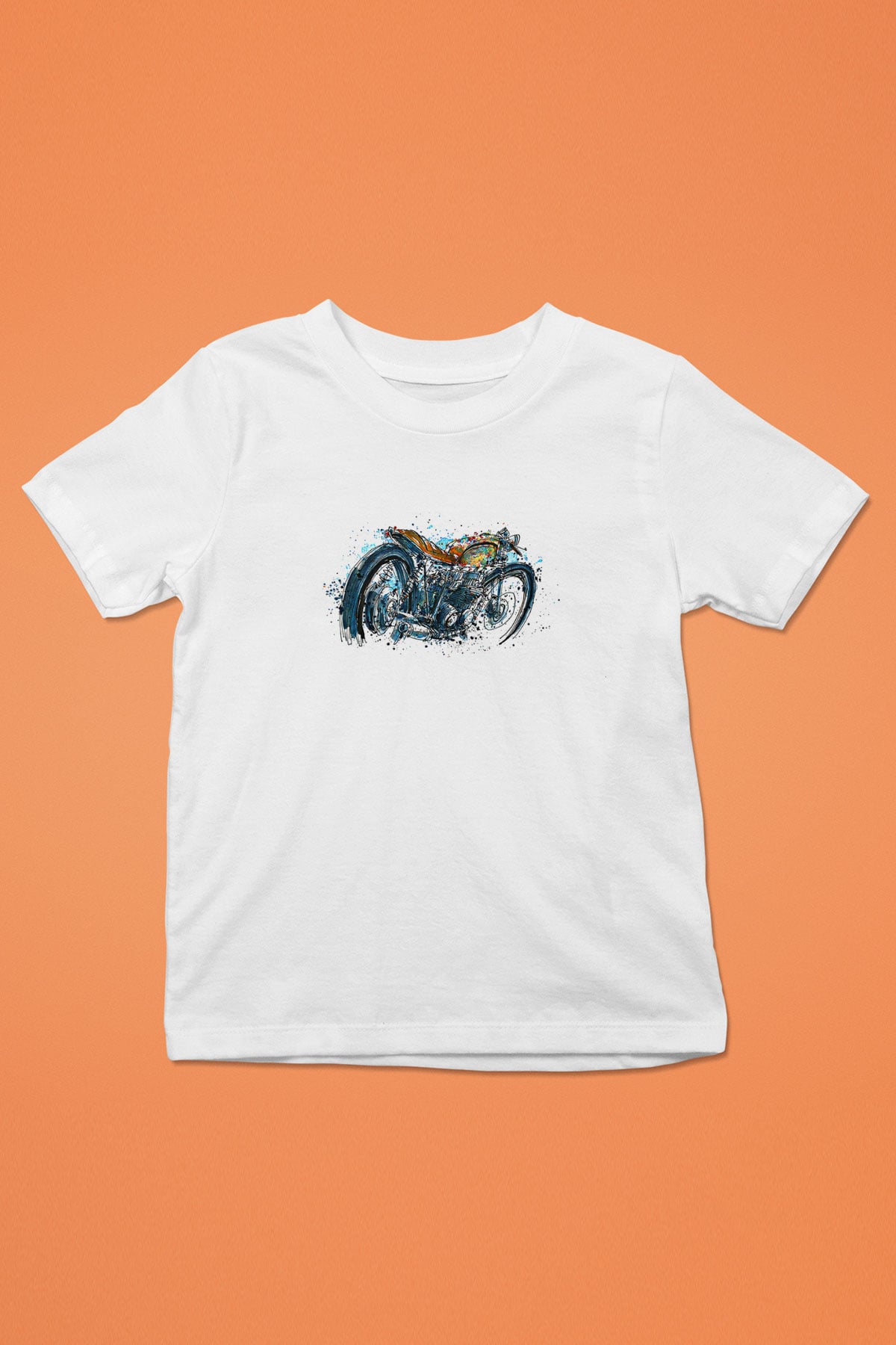 Motor Sporları Baskılı Unisex Beyaz Çocuk Tişört - Tshirt