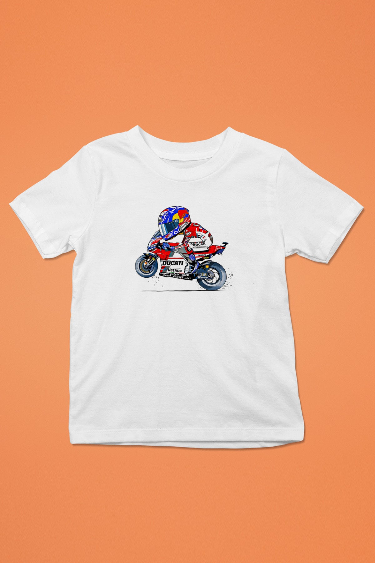 Motor Sporları Baskılı Unisex Beyaz Çocuk Tişört - Tshirt