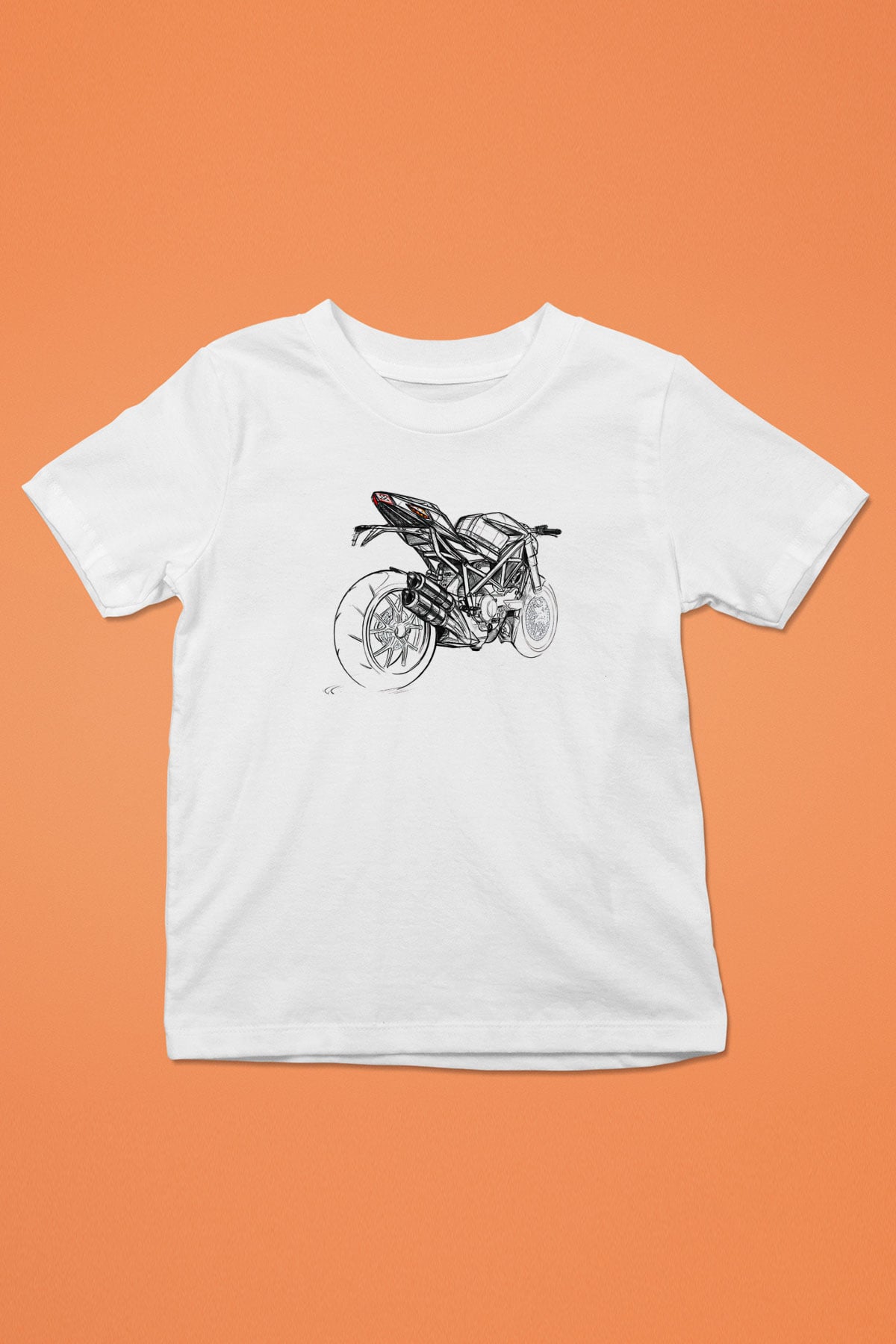 Motor Sporları Baskılı Unisex Beyaz Çocuk Tişört - Tshirt
