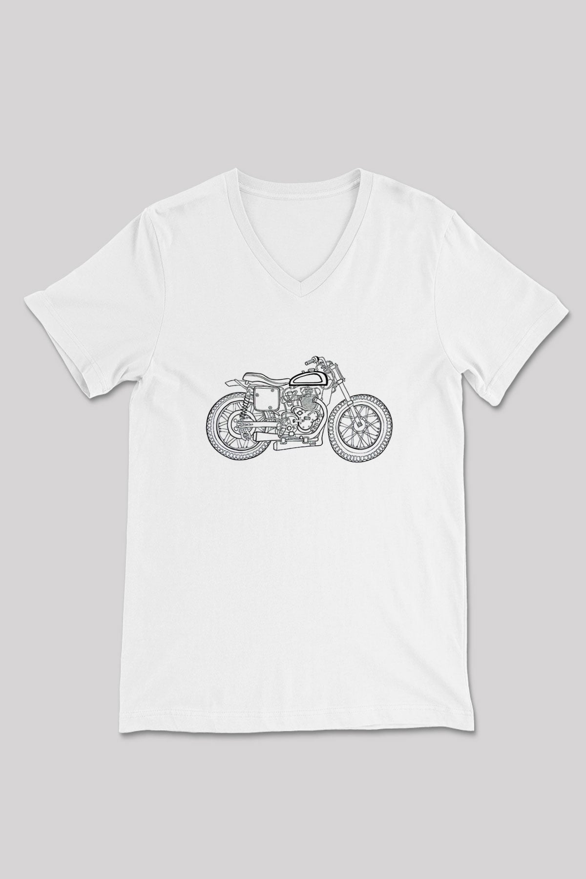 Motor Sporları Baskılı Unisex V Yaka Tişört - Tshirt