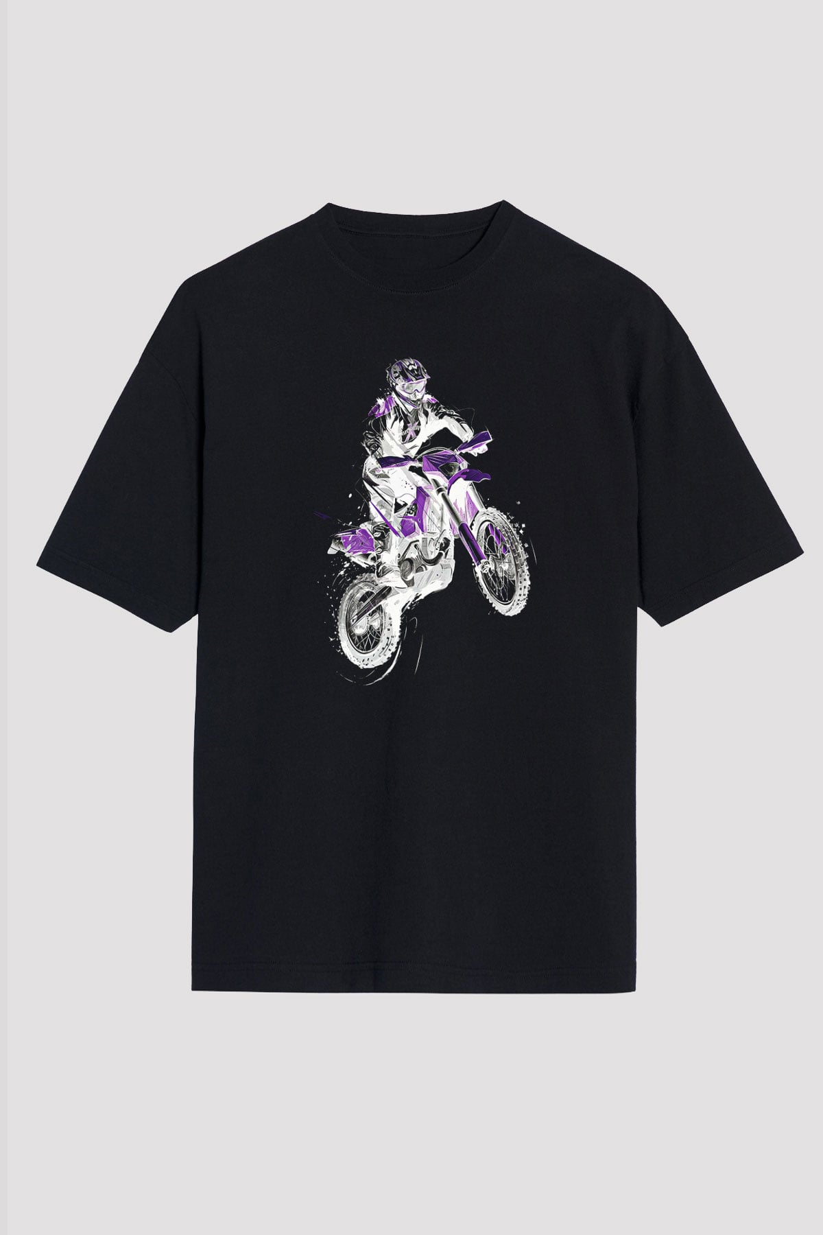 Motor Sporları - Motor sports Baskılı Unisex Siyah Oversize Tişört