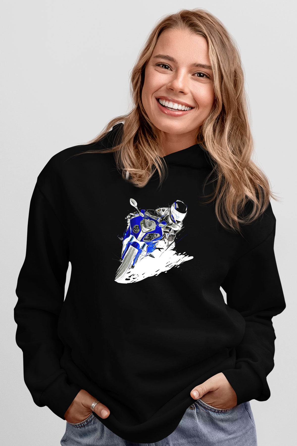Motor Sporları - Motor sports Baskılı Unisex Siyah Hoodie