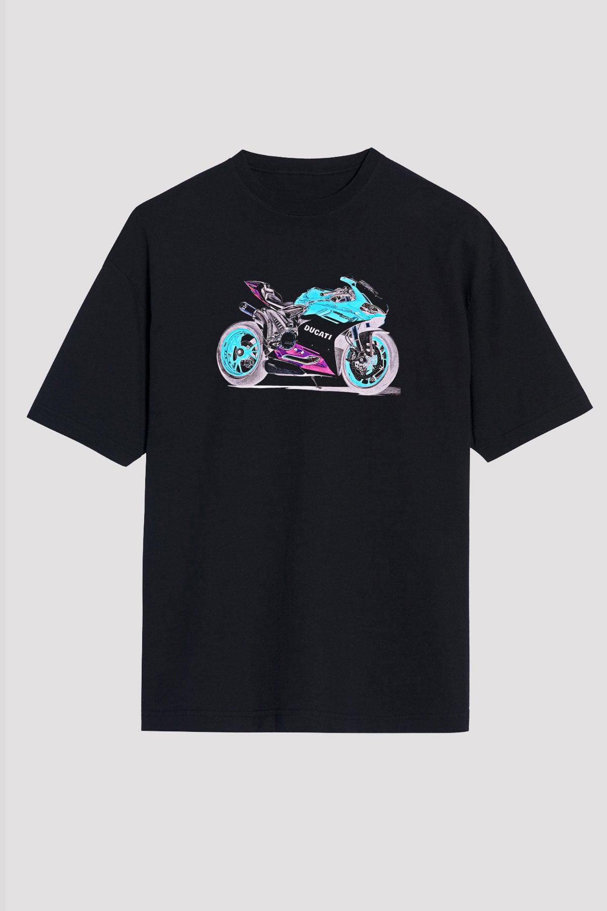 Motor Sporları - Motor sports Baskılı Unisex Siyah Oversize Tişört