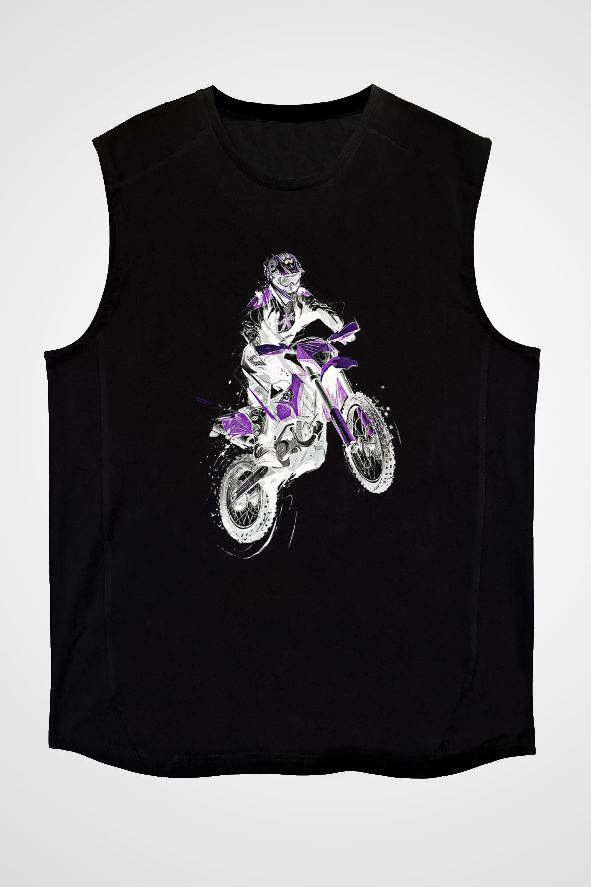Motor Sporları - Motor sports Baskılı Unisex Siyah Kolsuz Tişört