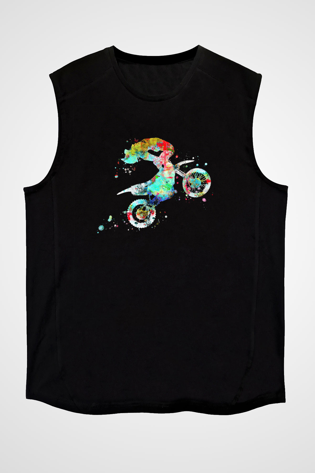 Motor Sporları - Motor sports Baskılı Unisex Siyah Kolsuz Tişört