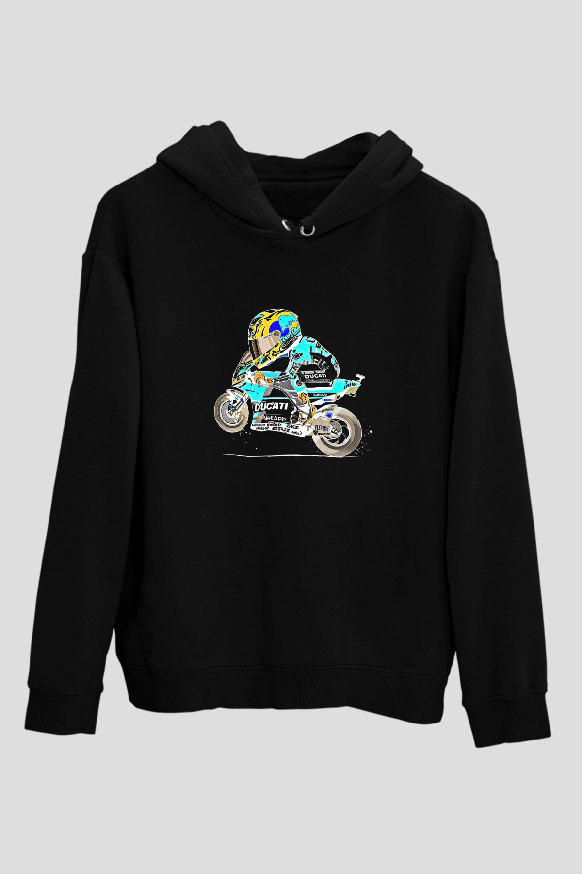 Motor Sporları - Motor sports Baskılı Unisex Siyah Hoodie