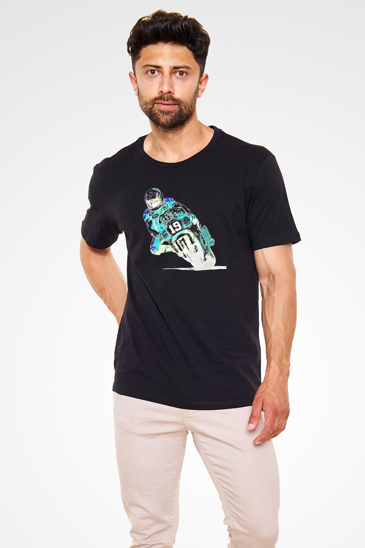 Motor Sporları - Motor sports Baskılı Unisex Siyah Tişört - Tshirt