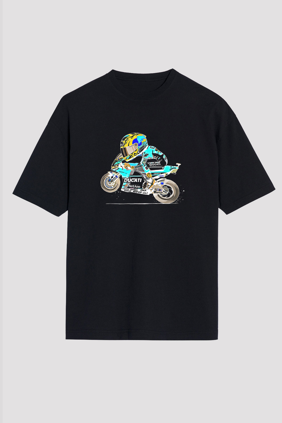 Motor Sporları - Motor sports Baskılı Unisex Siyah Oversize Tişört