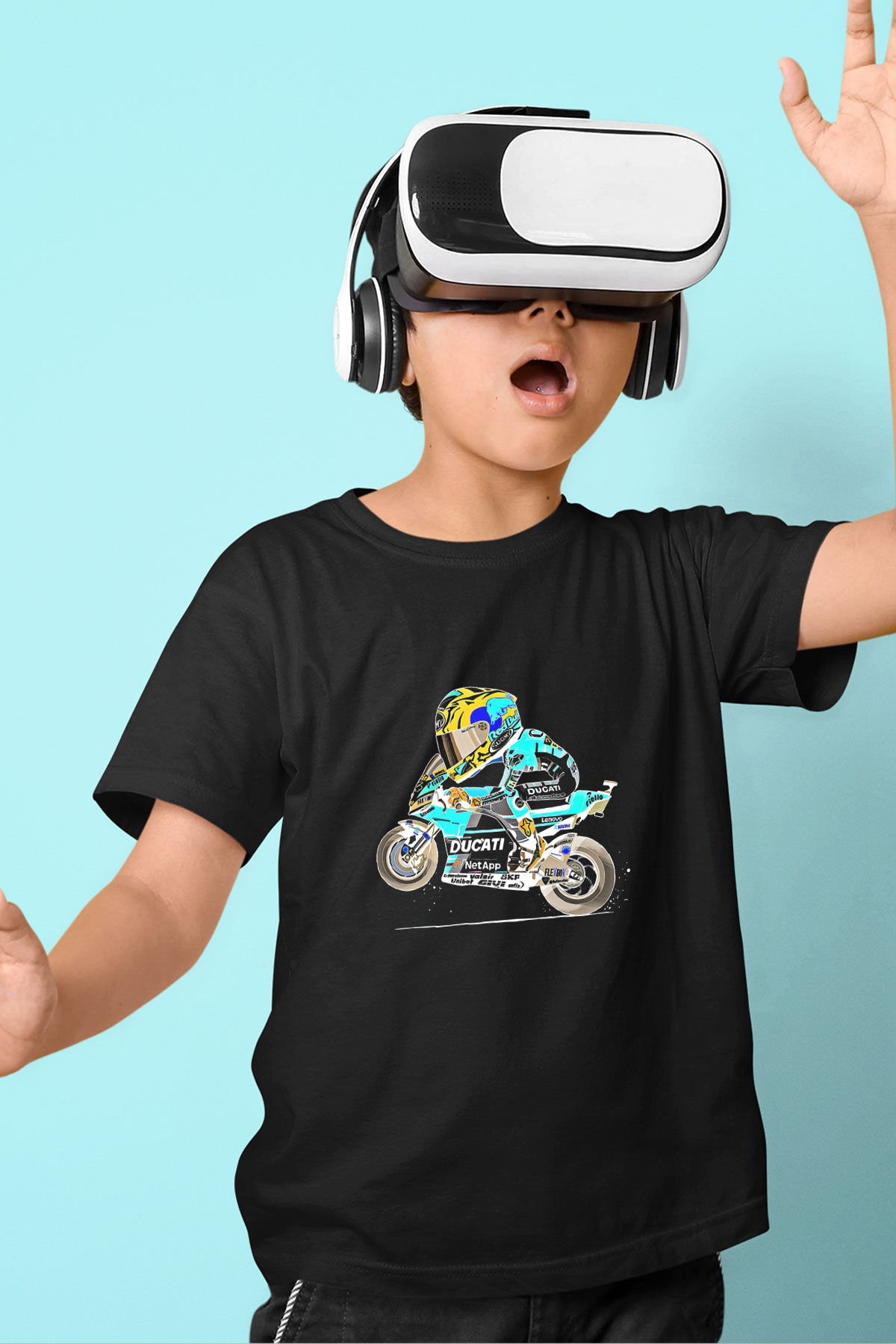 Motor Sporları - Motor sports Baskılı Unisex Siyah Çocuk Tİşörtü - Tshirt