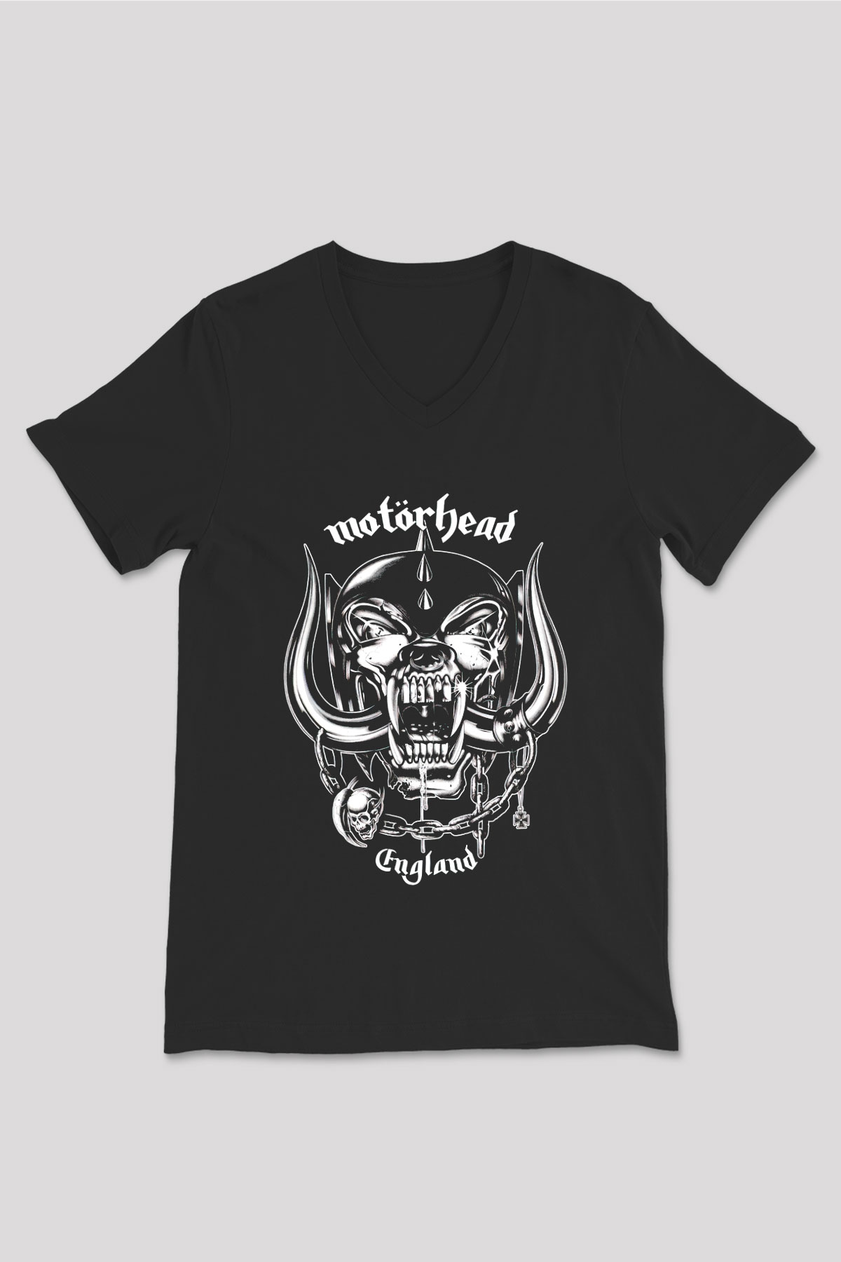 Motörhead England Siyah Unisex V Yaka Tişört T-Shirt