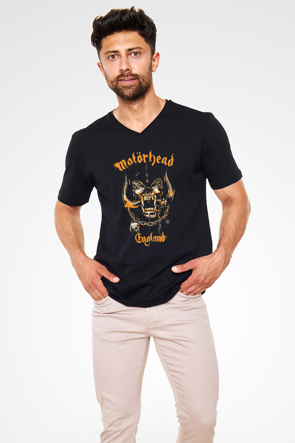 Motörhead England Siyah Unisex V Yaka Tişört T-Shirt