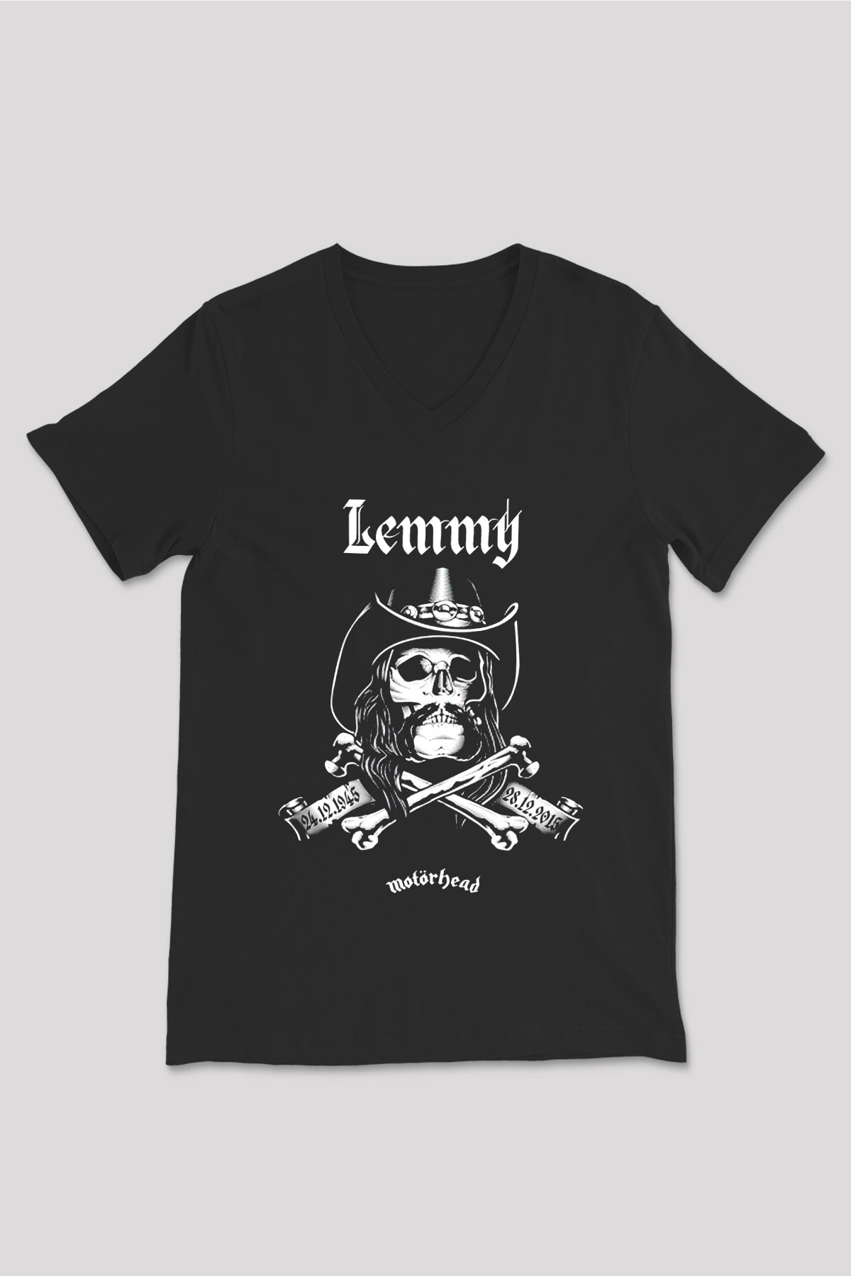 Motörhead Lemmy Siyah Unisex V Yaka Tişört T-Shirt
