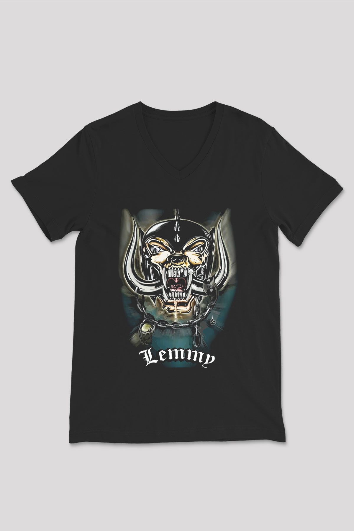 Motörhead Lemmy Siyah Unisex V Yaka Tişört T-Shirt