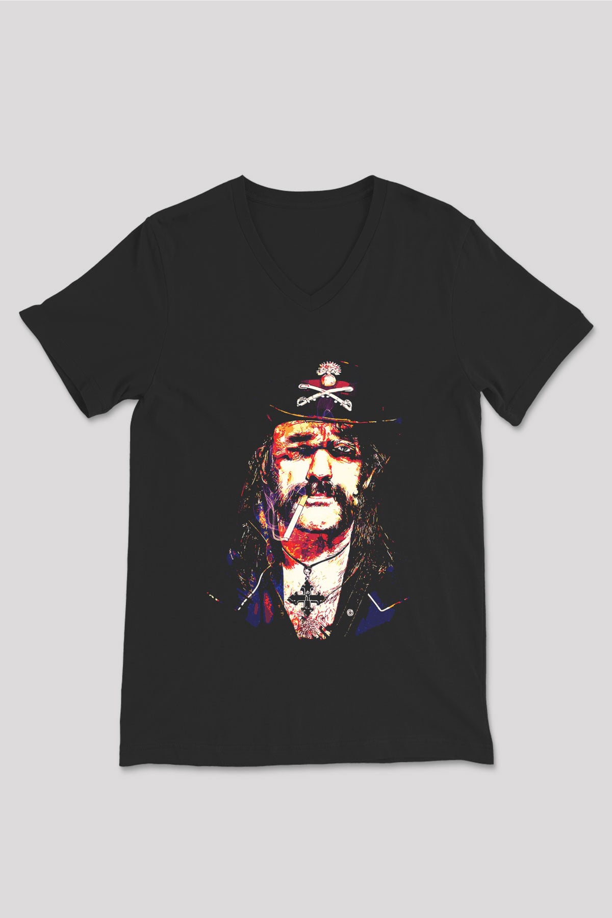 Motörhead Siyah Unisex V Yaka Tişört T-Shirt