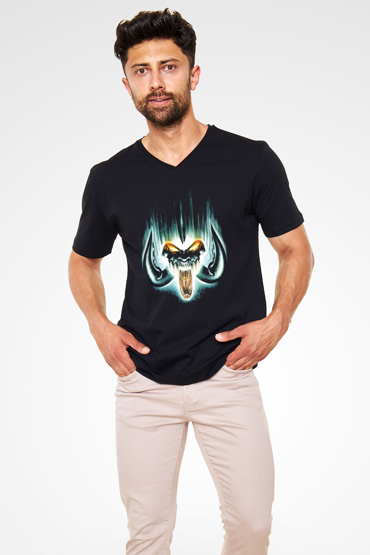 Motörhead Siyah Unisex V Yaka Tişört T-Shirt