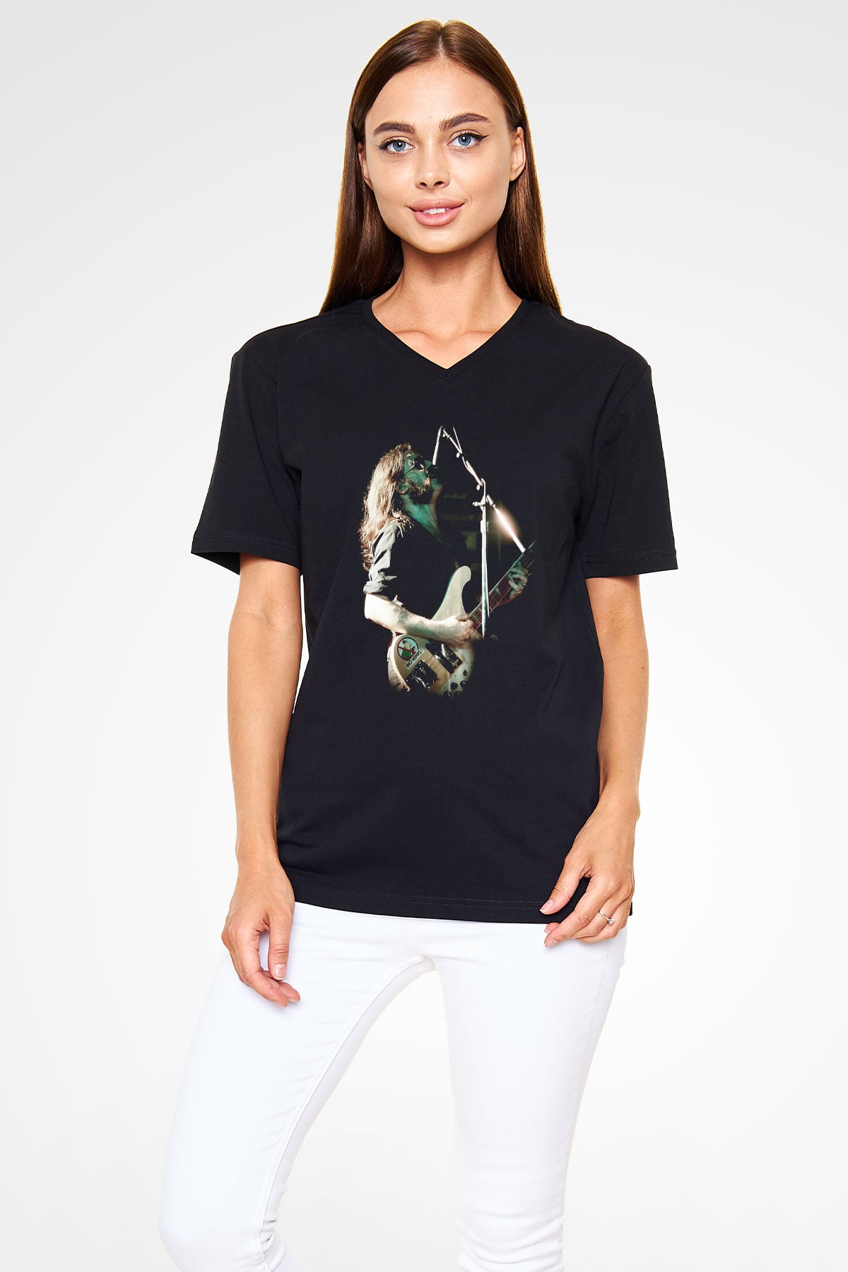 Motörhead Siyah Unisex V Yaka Tişört T-Shirt