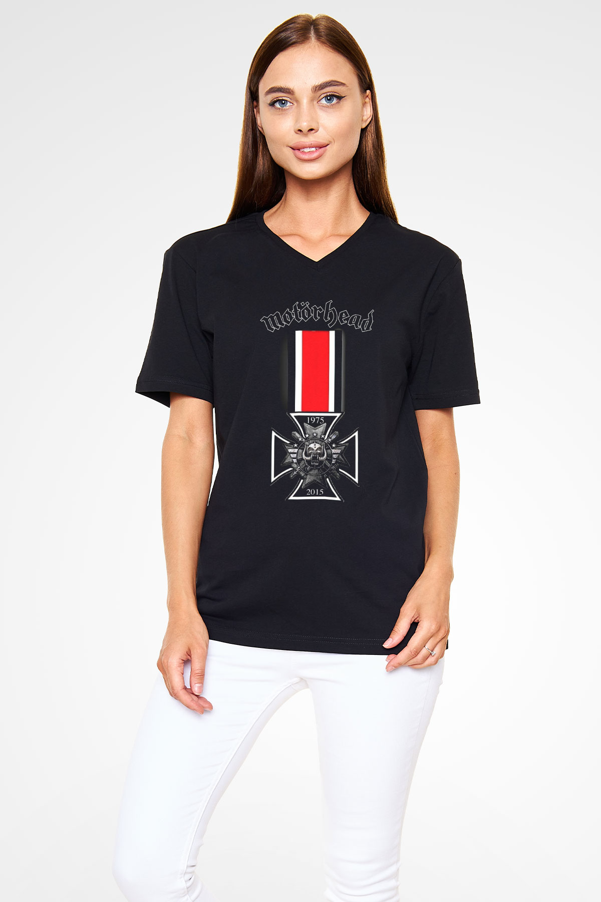 Motörhead Siyah Unisex V Yaka Tişört T-Shirt