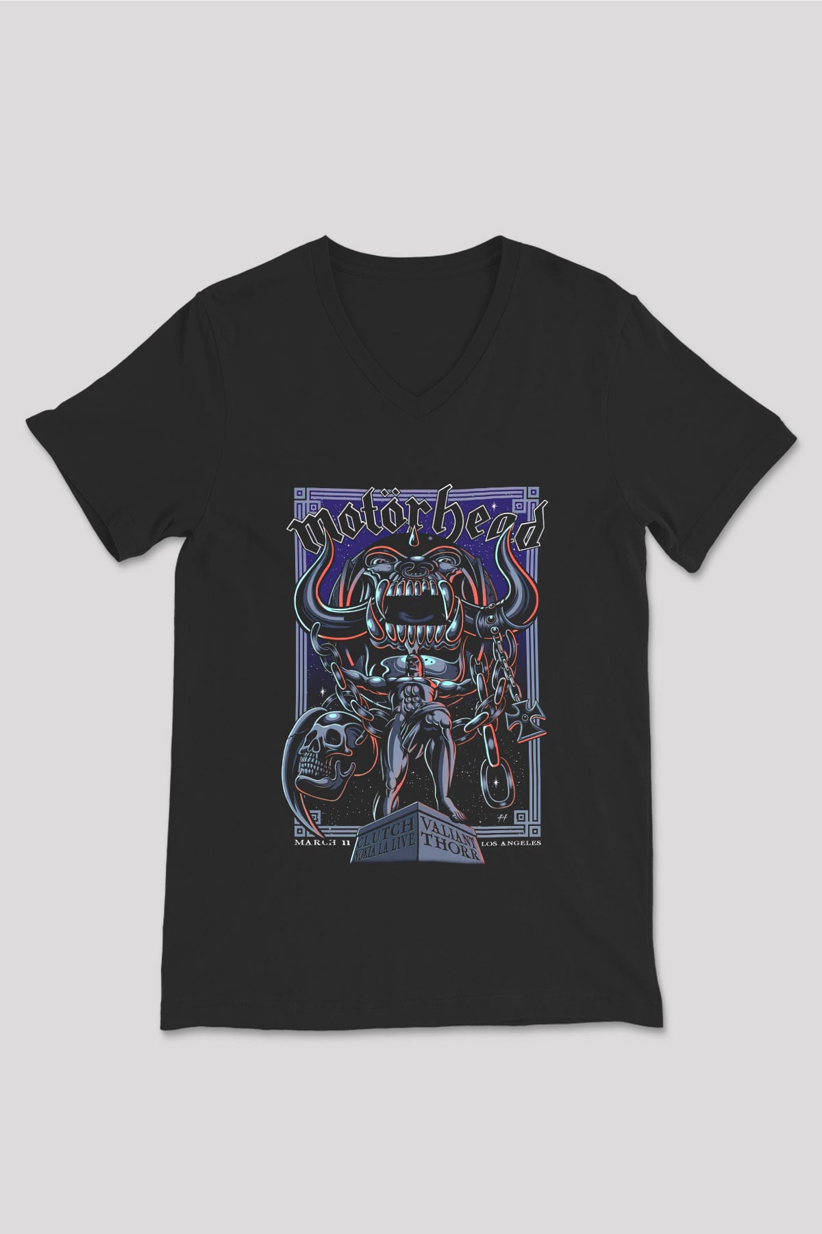 Motörhead Siyah Unisex V Yaka Tişört T-Shirt