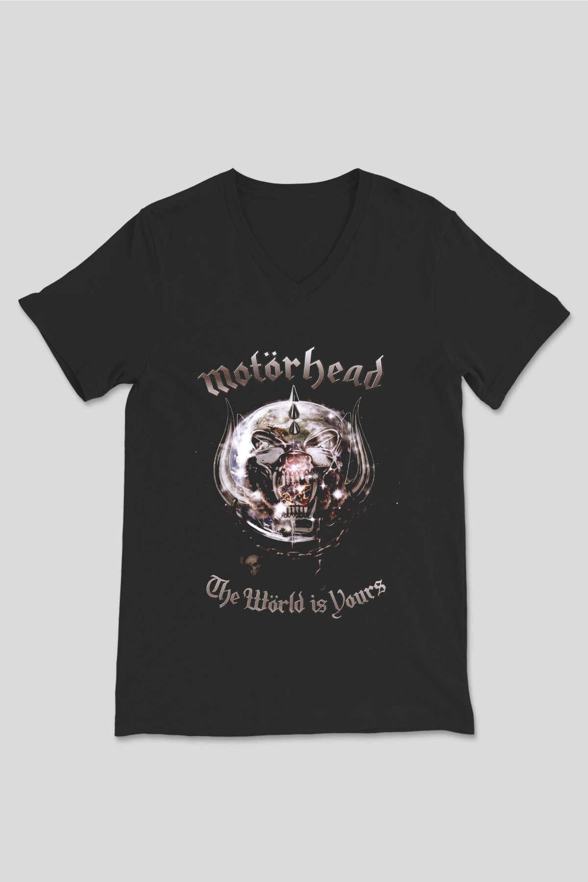 Motörhead The Wörld Is Yours Siyah Unisex V Yaka Tişört T-Shirt