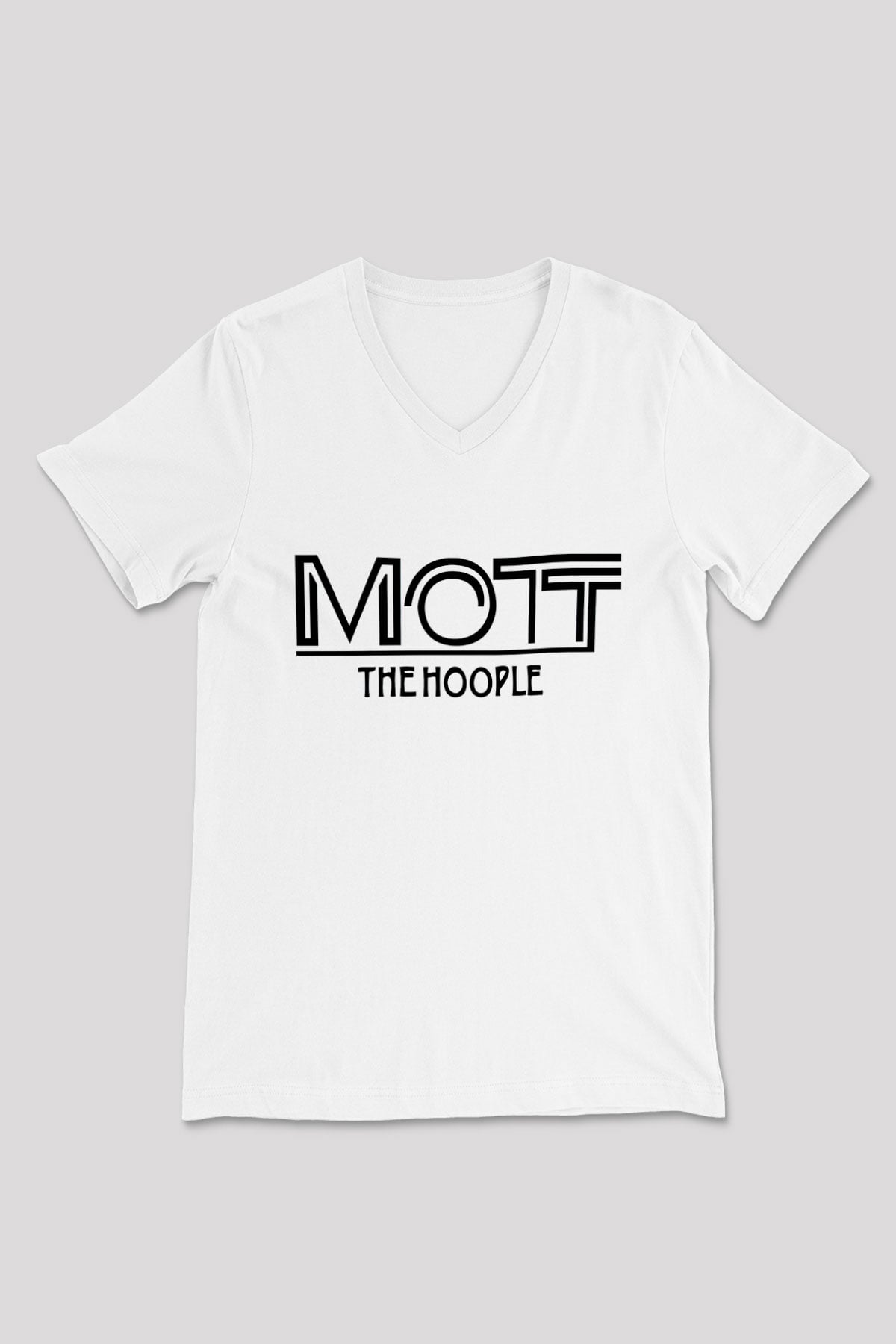 Mott the Hoople Beyaz Unisex V Yaka Tişört T-Shirt