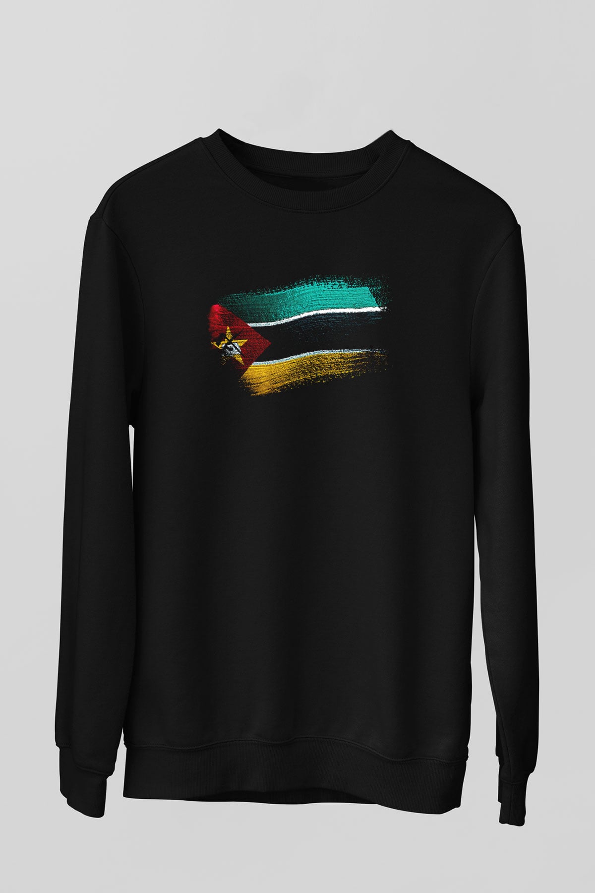 Mozambik - Mozambique Bayrağı Baskılı Unisex Siyah Sweatshirt