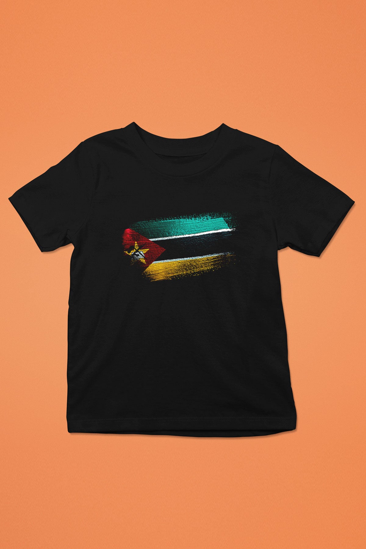 Mozambik - Mozambique Bayrağı Baskılı Unisex Siyah Çocuk Tişörtü