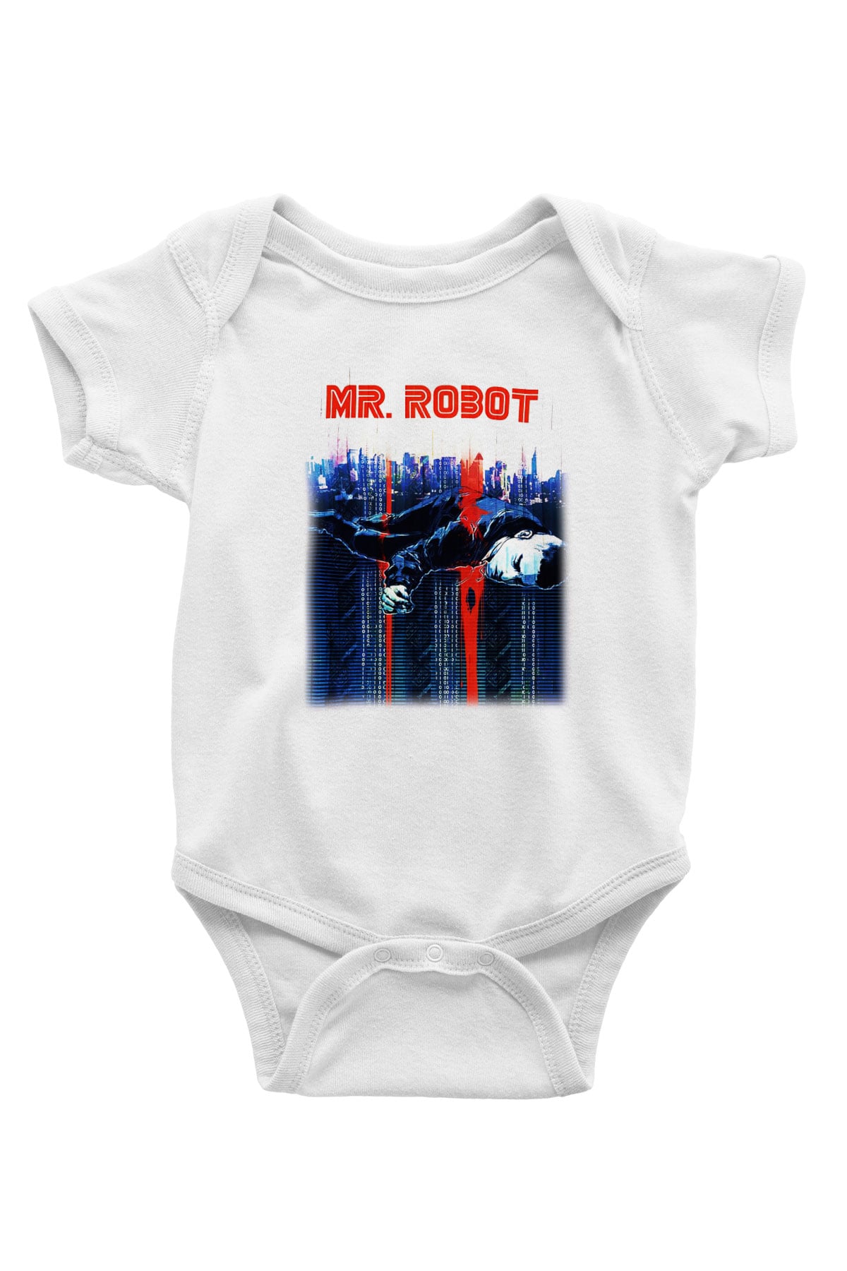 Mr. Robot Baskılı Beyaz Unisex Bebek Body - Zıbın