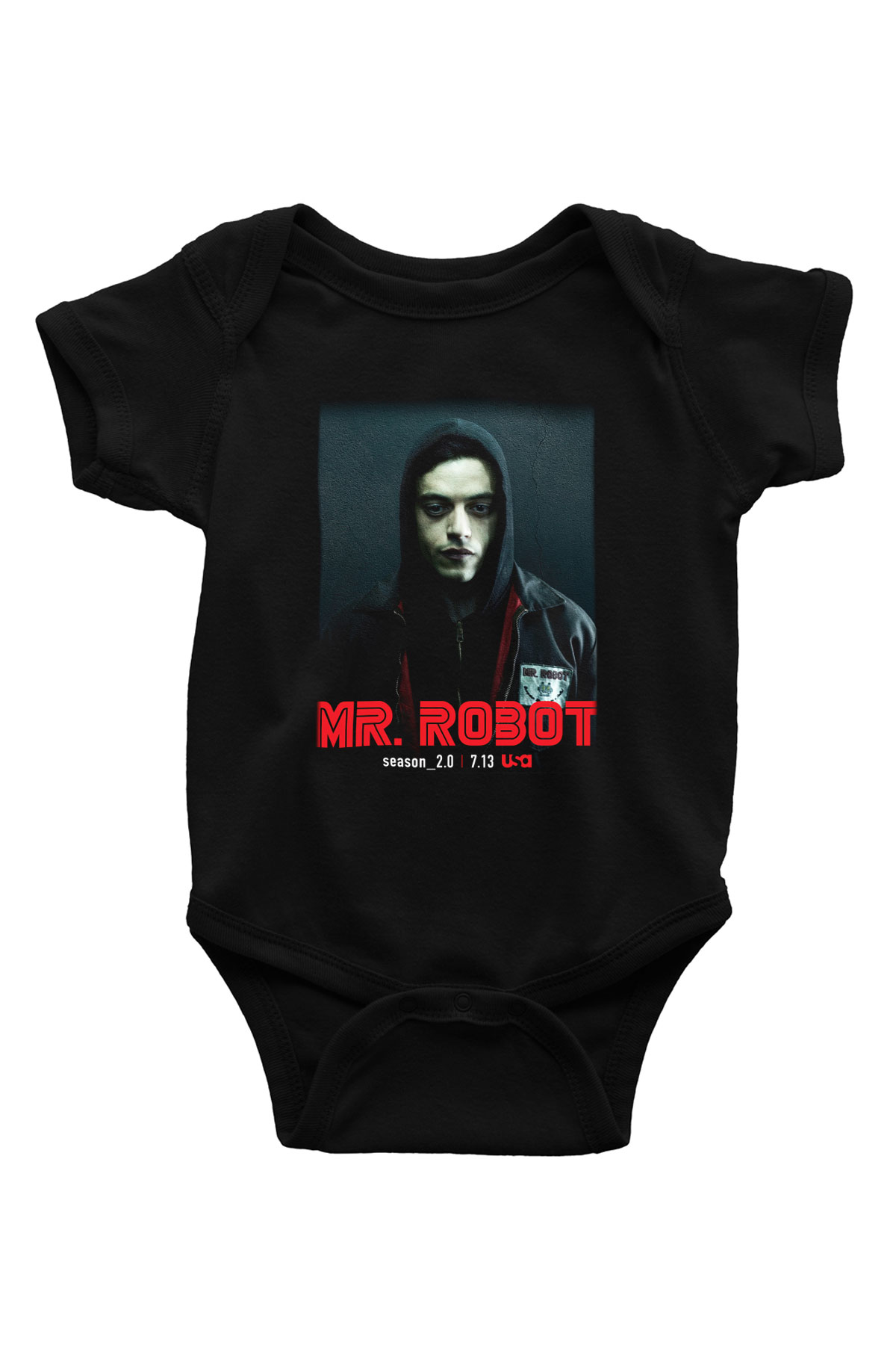 Mr. Robot Baskılı Siyah Bebek Body - Zıbın