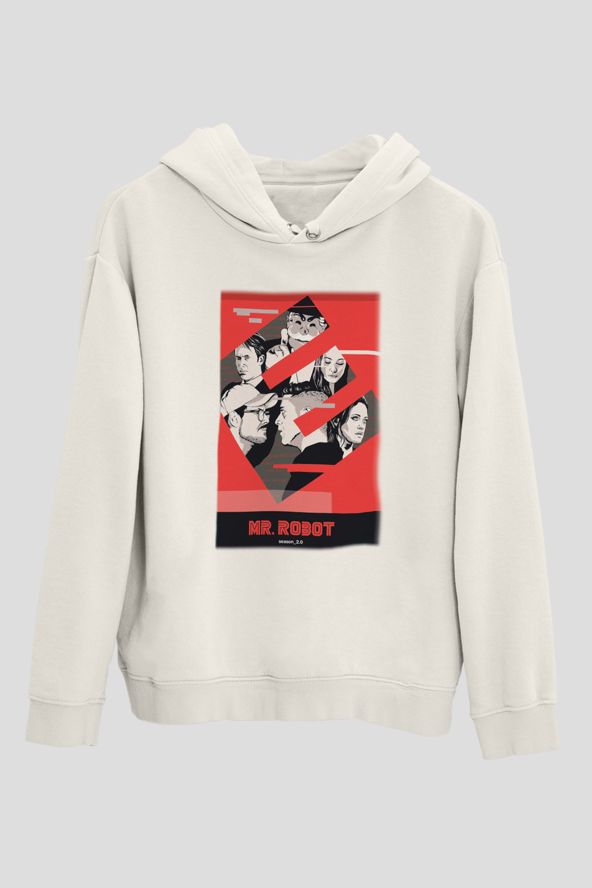 Mr. Robot Beyaz Unisex Kapşonlu Sweatshirt