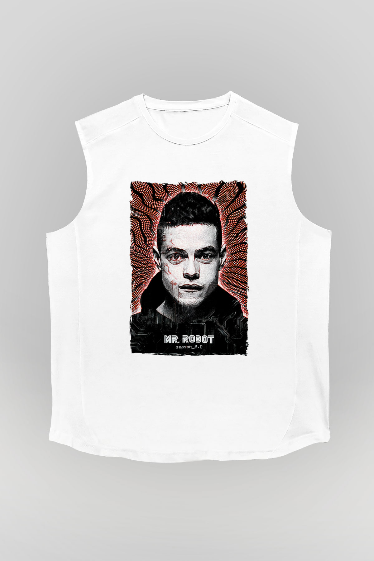Mr. Robot Beyaz Unisex Kolsuz Tişört