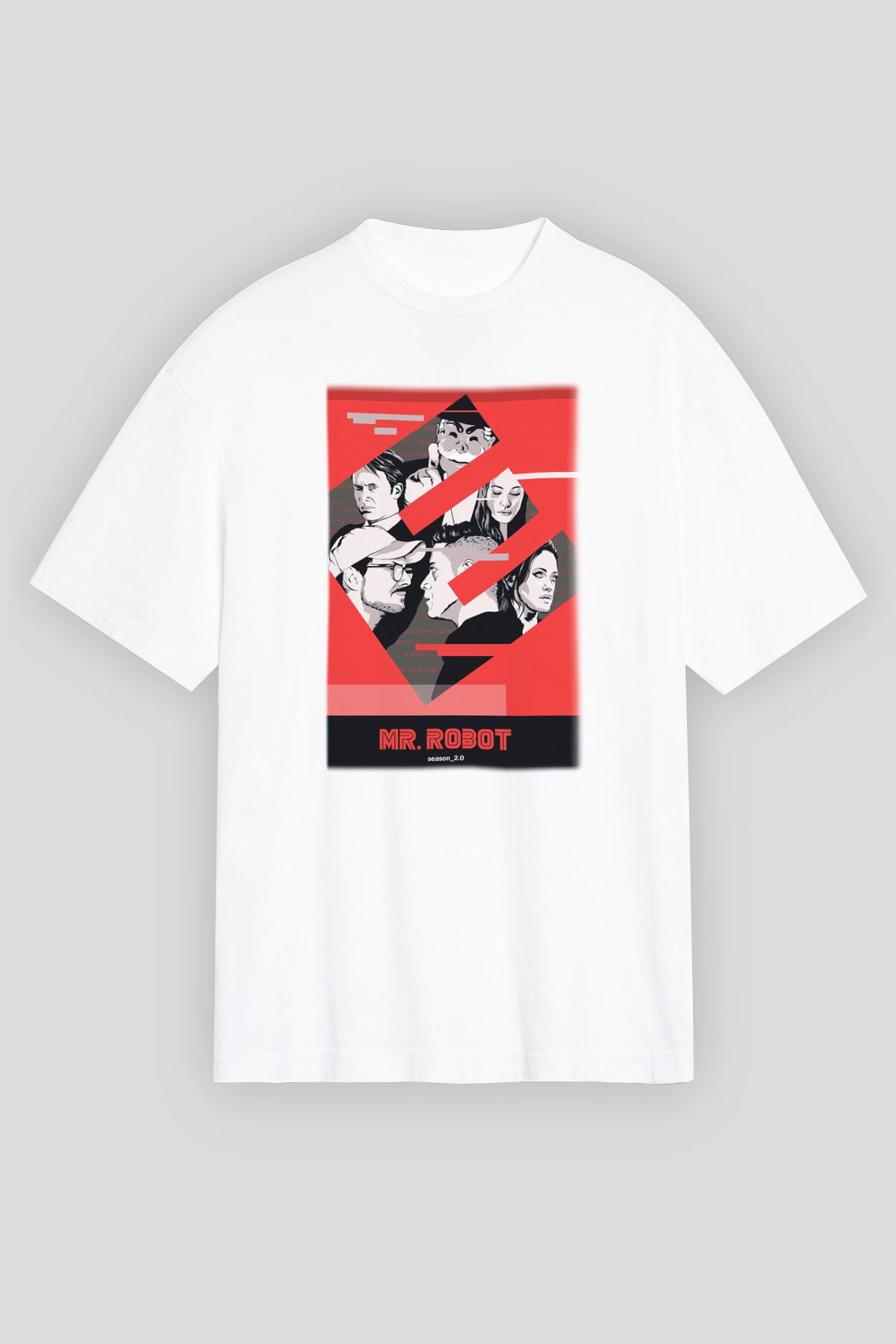 Mr. Robot Beyaz Unisex Oversize Tişört T-Shirt