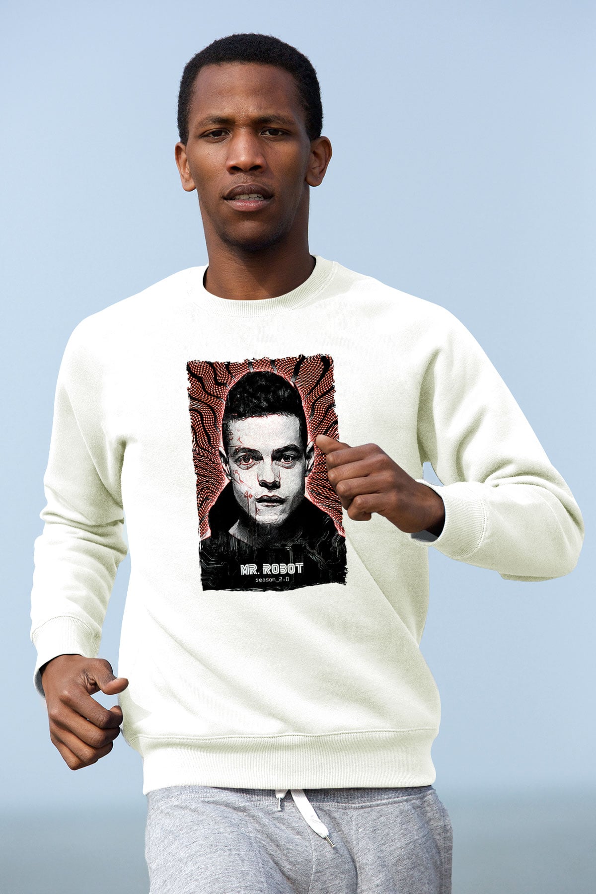 Mr. Robot Beyaz Unisex Sweatshirt