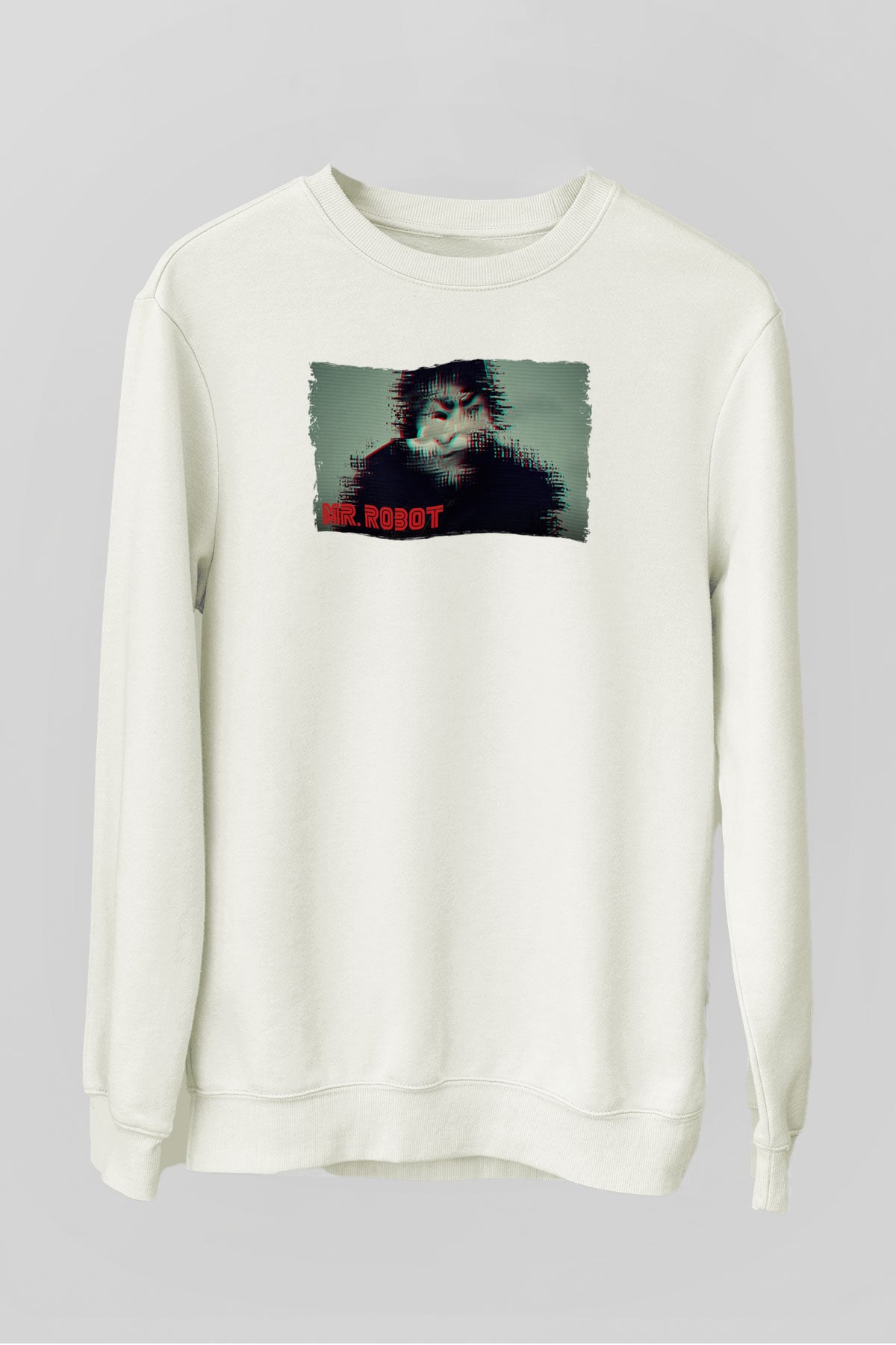 Mr. Robot Beyaz Unisex Sweatshirt