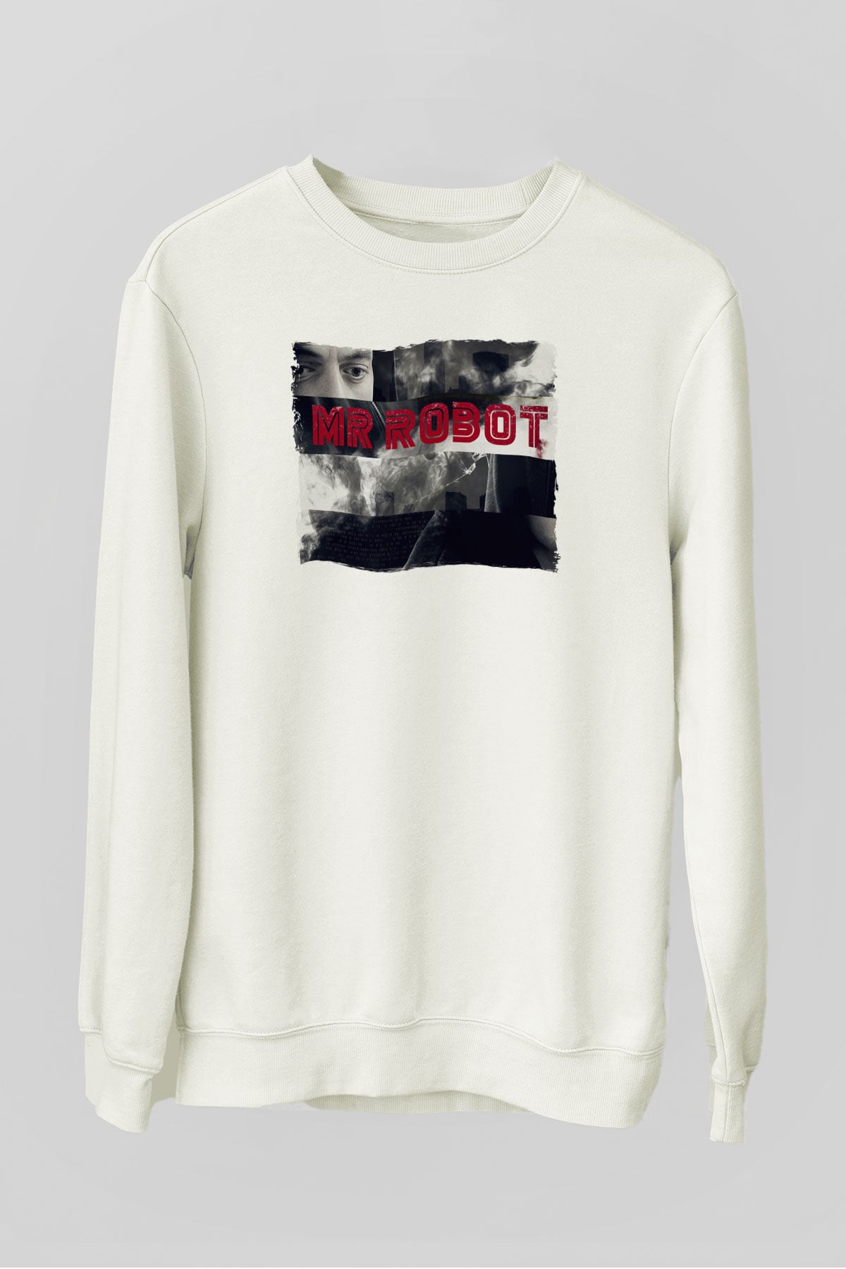 Mr. Robot Beyaz Unisex Sweatshirt