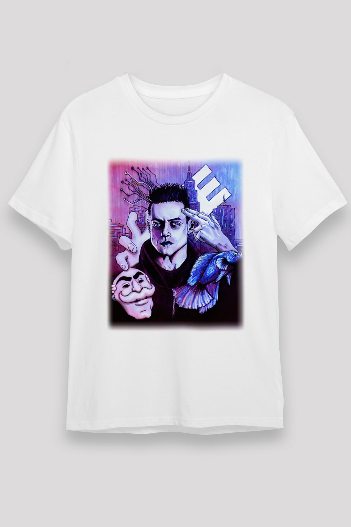 Mr. Robot Beyaz Unisex Tişört T-Shirt